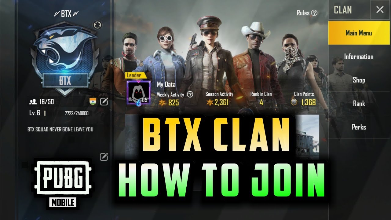 HOW TO JOIN BTX CLAN FULL INFORMATION PUBG MOBILE - 