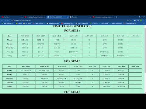 TIME TABLE GENERATOR  | Python | Flask