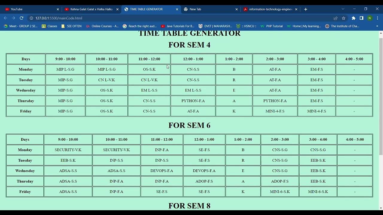 TIME TABLE GENERATOR | Python | Flask - YouTube