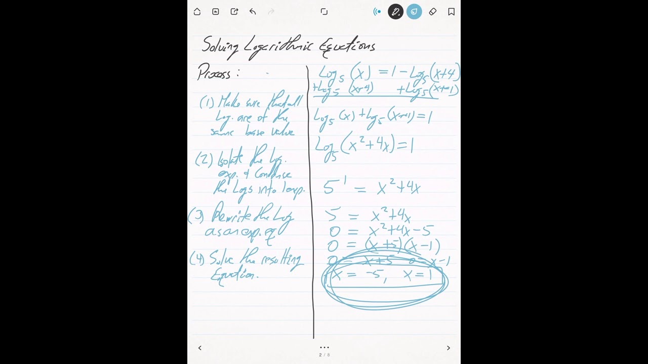 Logarithmic and Exponential Equations - YouTube