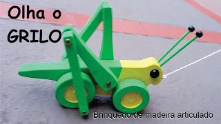 Grilo de Madeira Articulado  Brinquedo de Madeira
