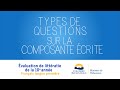 Types de questions sur la composante écrite