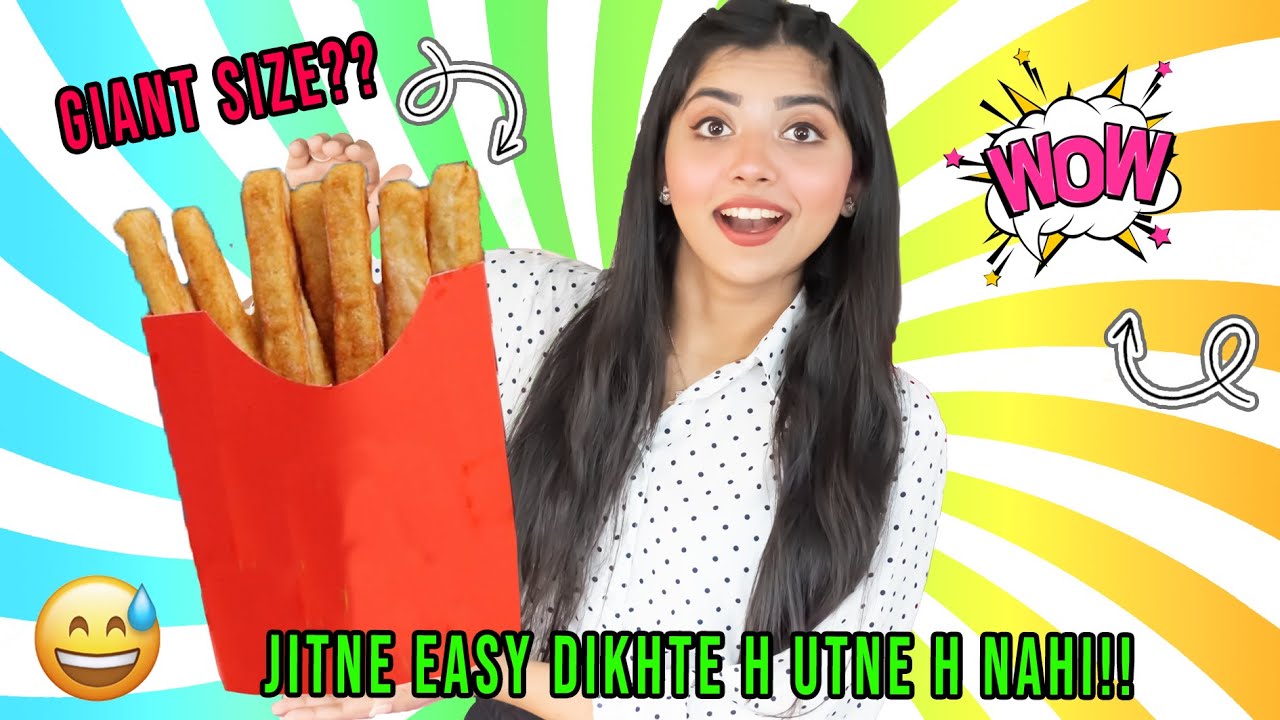 Making GIANT FRENCH FRIES at Home!! | Testing 5 min crafts giant food | Ramya Vasudev