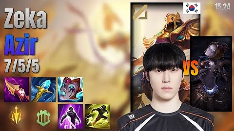 Zeka Mid Azir vs Orianna lol KR solo rank Full Game 15.24 | 제카 아지르 vs 오리아나