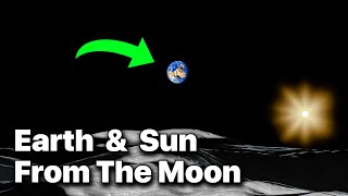 View Of Earth & Sun From The Moon