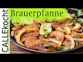 Deftige Brauerpfanne: Nackensteaks mit blonden Zwiebeln.