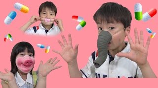 マスク屋さん お買い物ごっこ 変なマスクがいっぱ～い!! こうくんねみちゃん Funny Mask