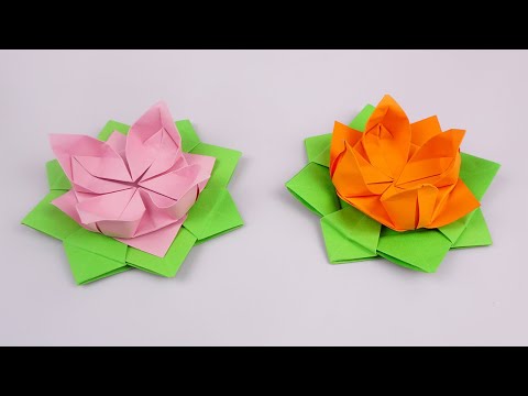 折り紙の花】 簡単 蓮 折り方 / 折り紙 蓮 立体 - YouTube
