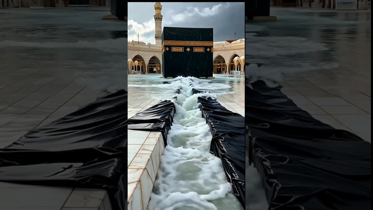 rain flood kaaba courtyard #kaaba #allah #islam