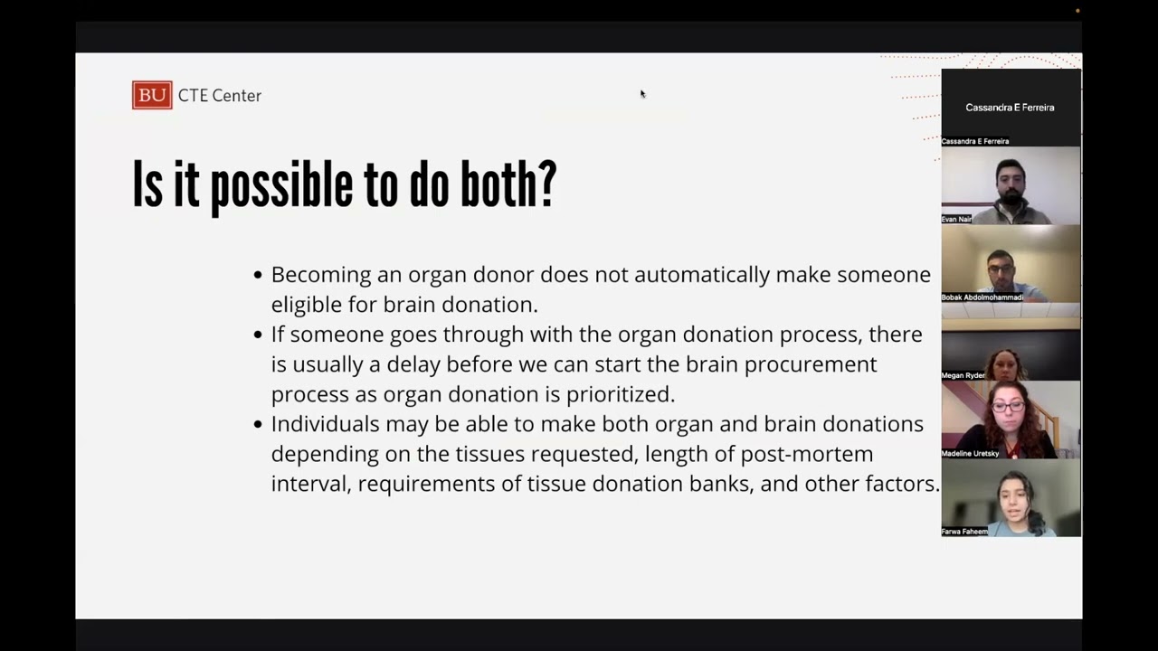 Brain Donation Vs. Organ Donation w/ BU CTE's FARWA FAHEEM 