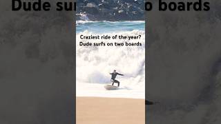 Craziest Ride Of The Year? Guy Surfs On Two Boards By Accident