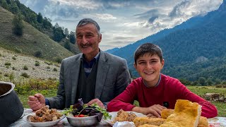 Took my Grandson into the Mountains to a Pasture and Cooked National Azerbaijani Dish - Soyutma Soup