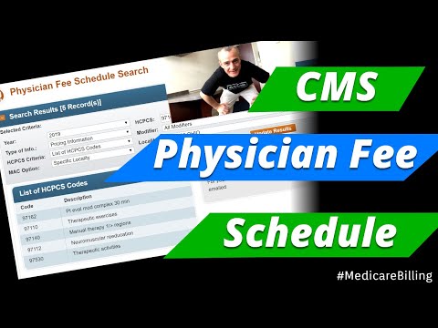 Medicare Fee Schedule for Outpatient PHYSICAL THERAPY Services *** 2019 *** #MedicareBilling