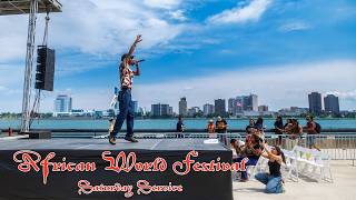 Rockim Williamson performance at African World Festival in Hart Plaza Drone