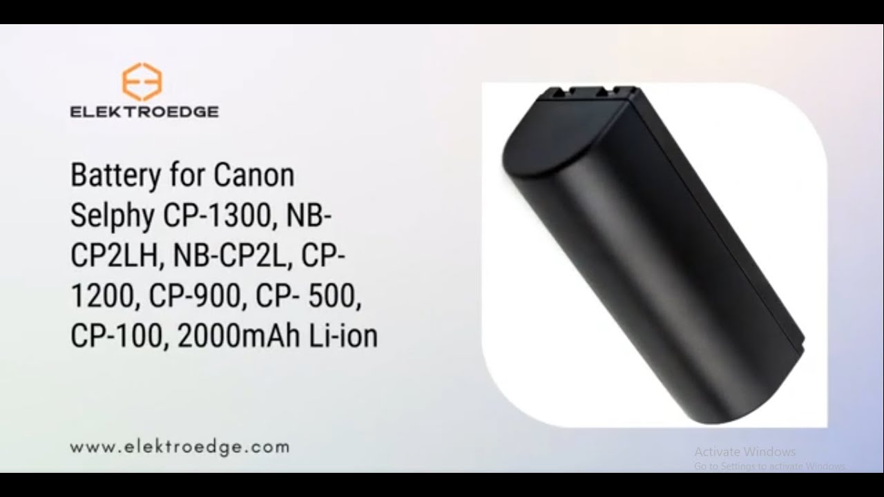 Battery for Canon Selphy CP-1300, NB-CP2LH, NB-CP2L, CP-1200, CP-900, CP- 500, 2000mAh Li-ion