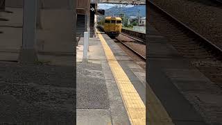 柳井港駅（山口県）を出発するJR西日本の国鉄型車両