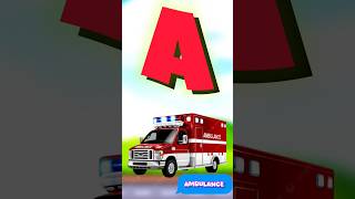AtoD Vehicle Rescue Song 🚑🚒🚜 | Learn the Alphabet with Cars, Trucks & Animals #abcd #kids #shorts