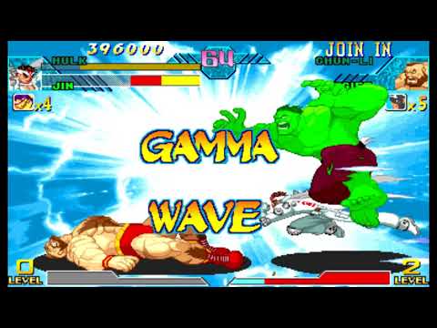 Marvel vs Capcom 1 ( Arcade ) - Jin / Hulk Playthrough ( Feb 6, 2018 )