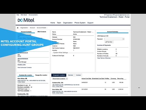Mitel Account Portal: Configuring Hunt Groups: MiCloud Connect