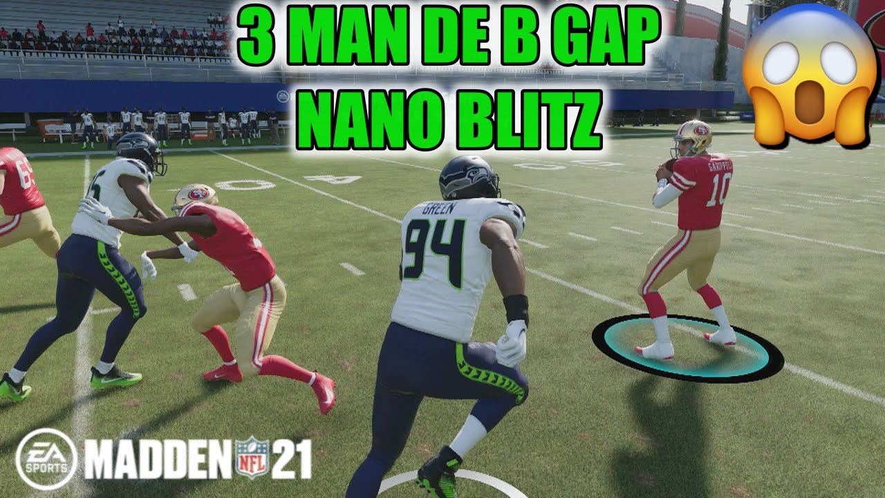 INSANE MADDEN 21 NANO BLITZ - 3 MAN DE B GAP BLITZ GETS FAST PRESSURE & GREAT COVERAGE! DEFENSE TIPS