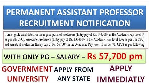 With Only PG Get Rs 57,700 pm Permanent Assistant Professor Recruitment in Govt University | UGC NET