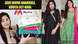 Myntra Designer Zari Work Kurta Set & Anarkali Dress Haul | Wedding Special Anarkali Haul