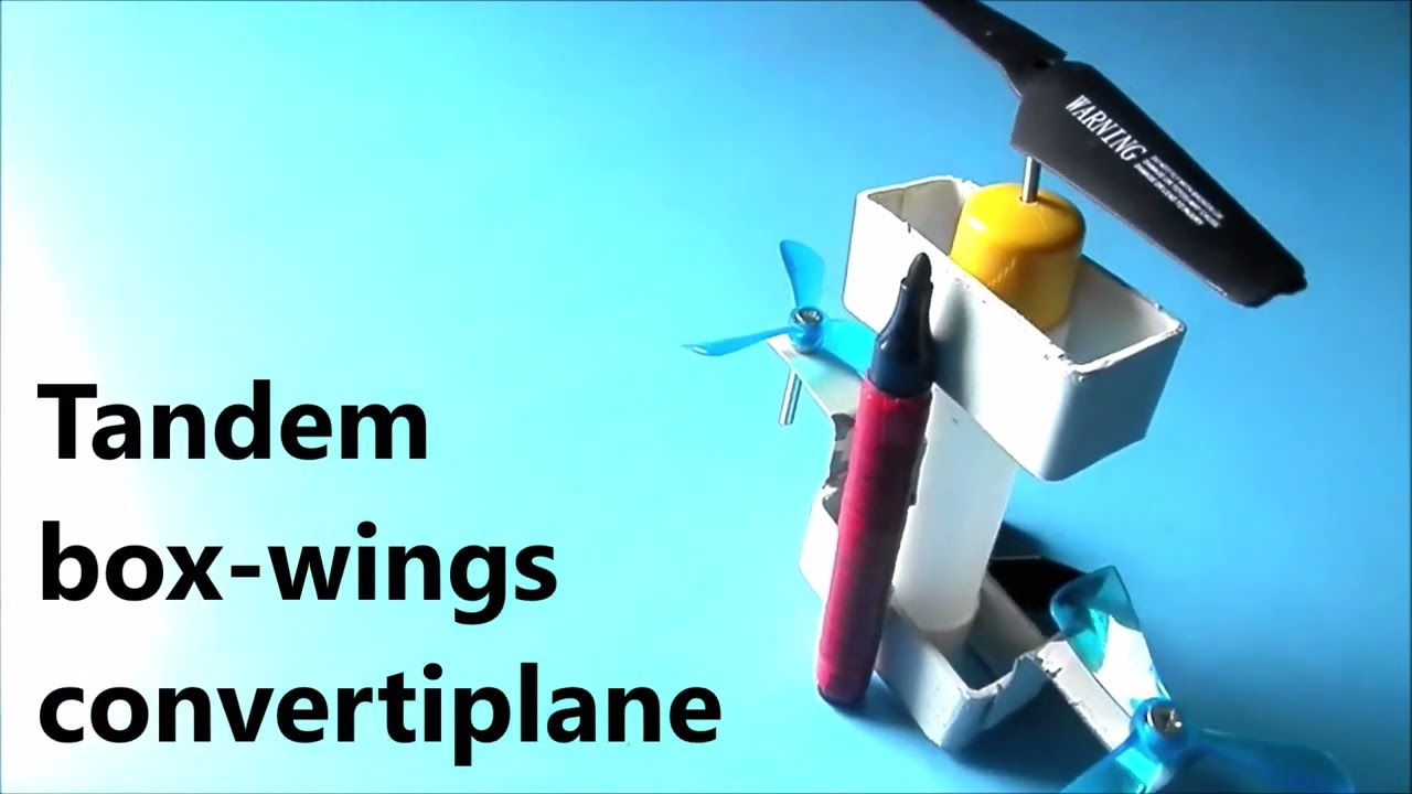 Tandem fixed box-wings convertiplane with fixed cruise props and retracting vertical thruster