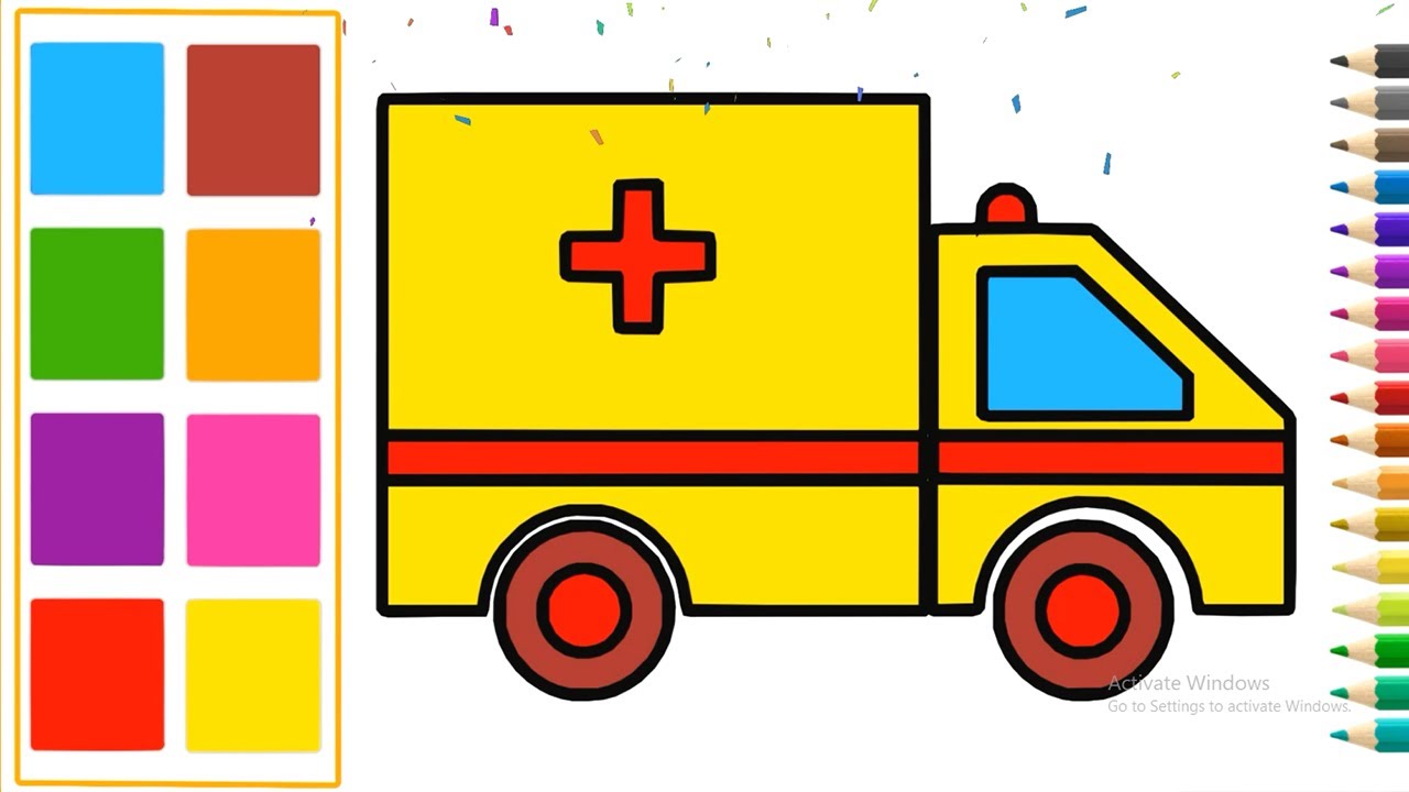 Draw And Color Ambulance Ambulance Coloring Pages Funartshow Youtube
