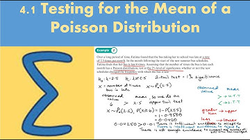 4.1 Testing for the Mean of a Poisson Distribution (FS1 - Chapter 4: Hypothesis testing)