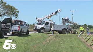 Local news coverage of tornado recovery efforts in Benton County