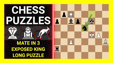 Chess Puzzles to Practice. Themes: Mate in 3, Exposed king, Long puzzle. Learn Chess