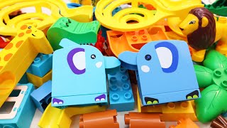 Satisfying Building Blocks Marble Run ASMR Elephant Stair &amp; animal course