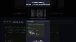 3D Zen Gallery — CSS 3D Rotating Carousel 🎠 #css #tutorial #shorts #coding