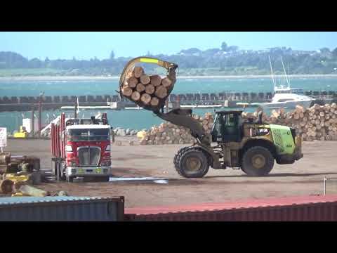 Trucks in and out of Port Taranaki