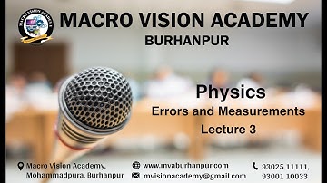 IIT/NEET Physics || Class 11 || Error & Measurements Lecture 3 || Soni Sir || MVA Burhanpur