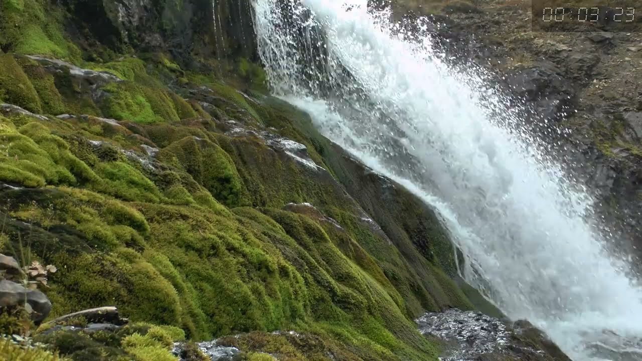 5-Minute Mountain Waterfall & Mossy Cliff | Pure Natural Sound Quick Mental Reset | 4K Stress Relief