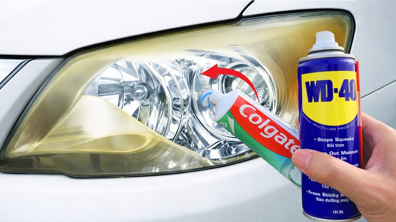 Миллиарды людей не знают об этом: зубная паста + WD-40 могут заставить фары сиять как новые!