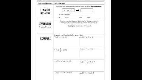 Function Notation and Evaluating Functions