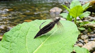 Simple black stonefly dry fly pattern. How to tie. Fly tying tutorial. Step by step. 