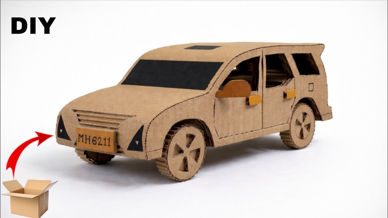 Удивительный мастер-класс по изготовлению картонной машинки своими руками | Простое изготовление ...