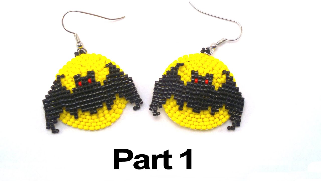 Halloween Full Moon Bat earrings beading tutorial 1 YouTube