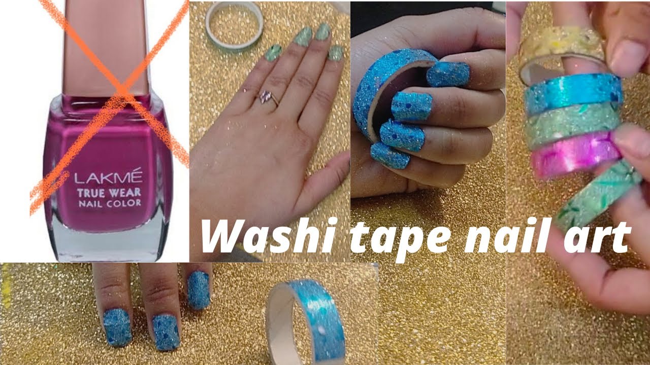Washi tape nail art/nail sticker with washi tape / easy hack for DIY nail decals YouTube