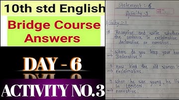 10th Class bridge course (setu abhyaskram) English DAY - 6. ( ACTIVITY NO. 3 )