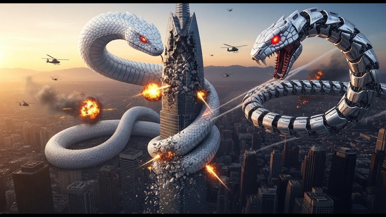 GIANT SNAKE ATTACKS CITY! Robot Snake Epic Battle - Phoenix Destruction