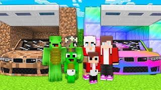 Mikey Family vs JJ Family DIRT vs RAINBOW Cars in Minecraft - JJ Mikey Maizen