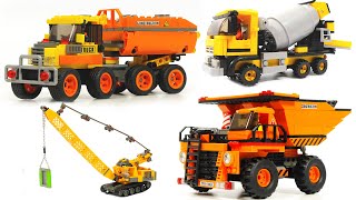 How to Build LEGO construction crew - Trucks, crane, concrete mixer