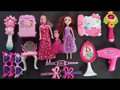3 minutes Satisfying Hello Kitty Barbie doll Toys And Pink accessories | ASMR