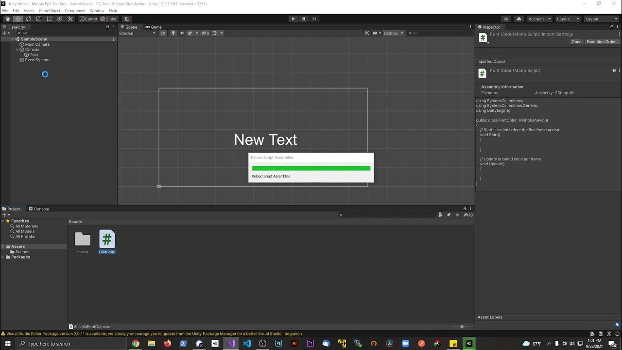 How to Change Font Color In Unity via Script In Under a Minute! - ZDev ... image.