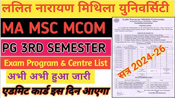 Lnmu PG 3rd Semester Admit Card 2024-26