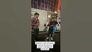 Andrew E surprise the street artist in Hollywood and jam with his phenomenal hit 'BAÑO QUEEN'